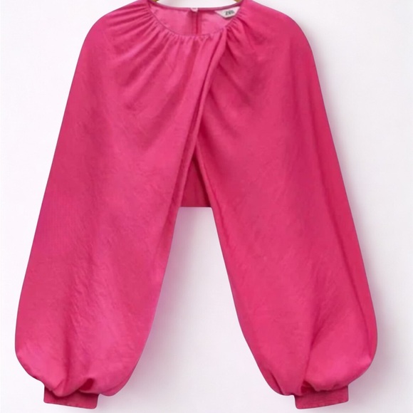 Zara Pink Blouse with Balloon Sleeves - Picture 1 of 2